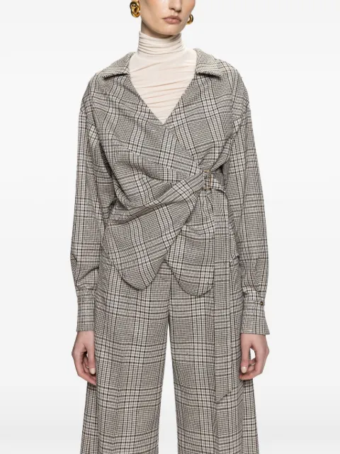 NISSA checked wrap shirt Grey C16780