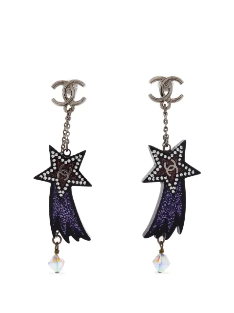 CHANEL Pre-Owned 2017 Shooting Star CC drop earrings Silver 167482