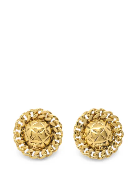 CHANEL Pre-Owned 1990-2000s quilted CC clip-on earrings Gold 197232