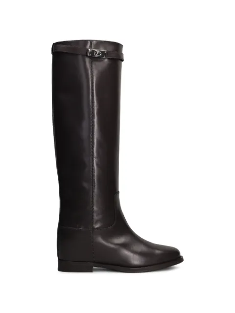 Via Roma 15 buckled leather knee-high boots Brown 4671
