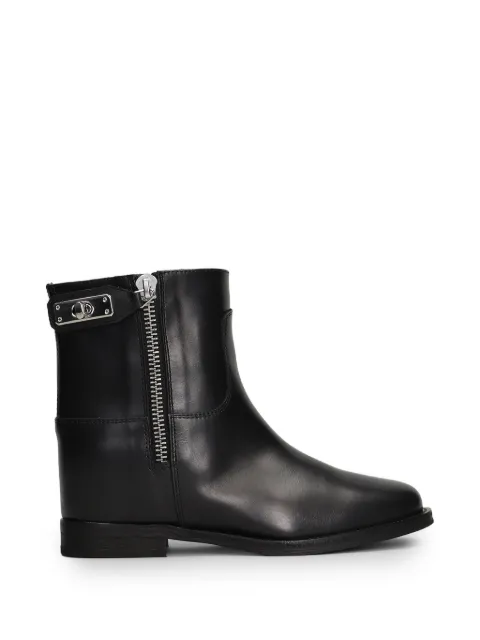 Via Roma 15 zip-fastening internal wedge-heel ankle boots Black 4771