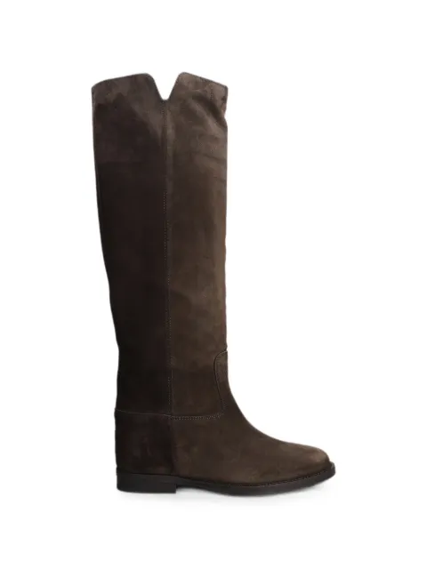Via Roma 15 internal wedge-heel knee-high boots Brown 1586