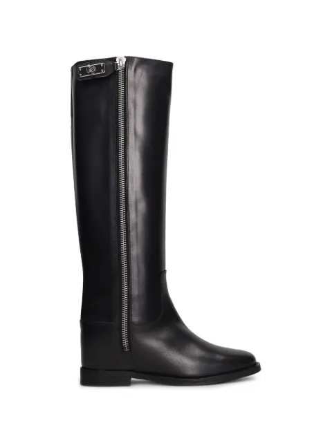 Via Roma 15 zip-fastening buckle-detail knee-high boots Black 4769