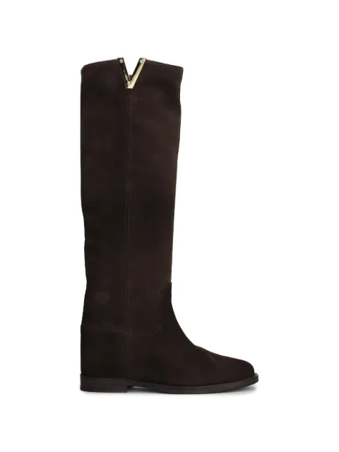 Via Roma 15 inner-wedge-heel knee-high boots Brown 2568