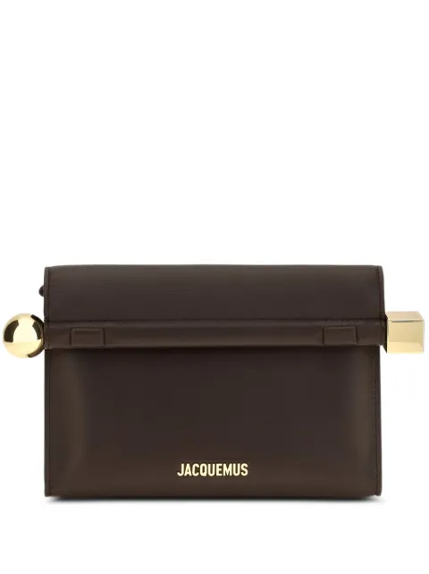 Jacquemus The Rond Carré logo-plaque leather clutch bag Brown BAW00472AC27L14
