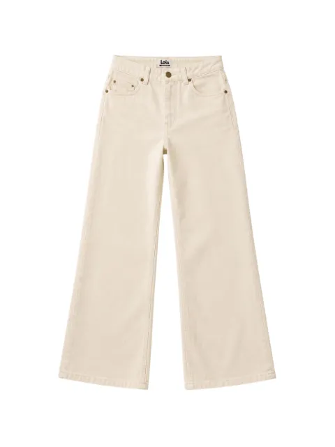 Iois Lindsay logo-patch wide-leg jeans Neutrals 35008109
