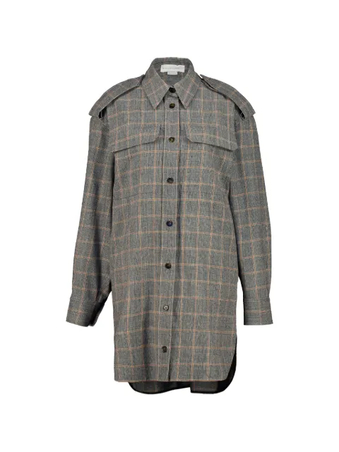 Stella McCartney check-pattern epaulette shirt mini dress Grey 6A07363IQ708