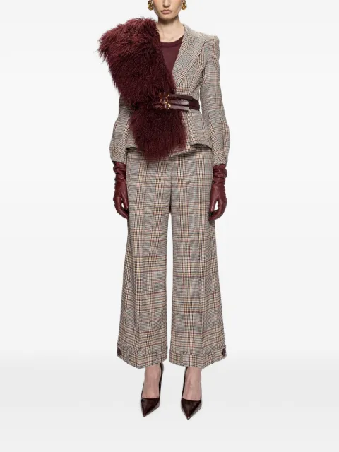NISSA checked wide-leg trousers Neutrals P16802