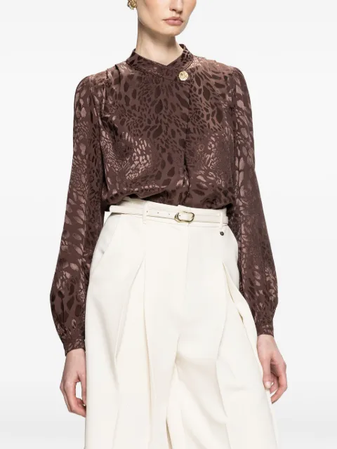 NISSA leopard-print high-neck top Brown TOP16807BROWN