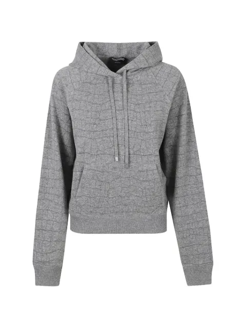 TOM FORD cashmere cotton croco jacquard jersey hoodie Grey FLJ071JEX200TBV