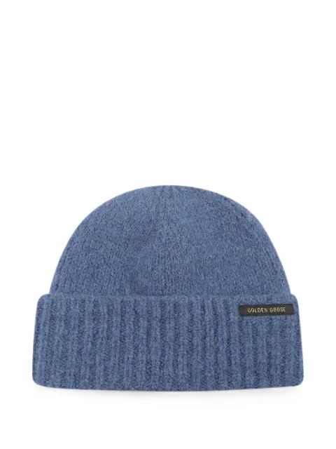Golden Goose logo-patch beanie hat Blue GUP02652P002664