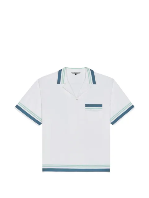 Malbon Golf Ventura Camp striped-trim shirt White M9855