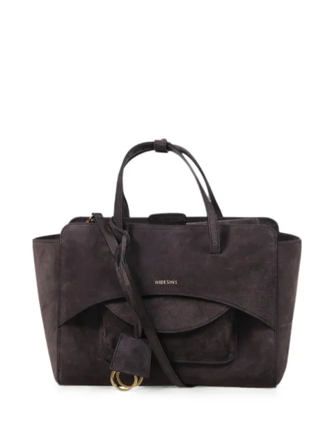 HIDESINS suede logo-print tote bag Brown FL12SDSMK