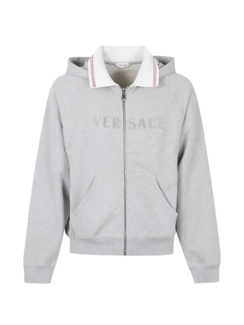 Versace Greca-detail logo-embroidered hoodie Grey 10245851A187141E230
