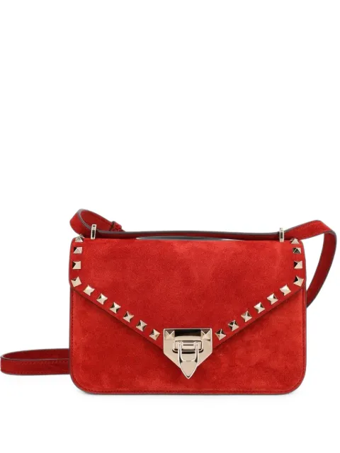 Valentino Garavani Rockstud small shoulder bag in suede Red WB0T76KQQ
