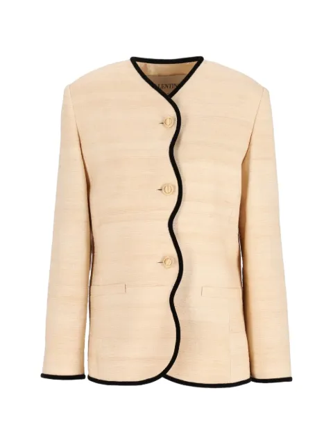 Valentino Garavani scalloped-edge silk-linen jacket Neutrals BCE5X5A9F