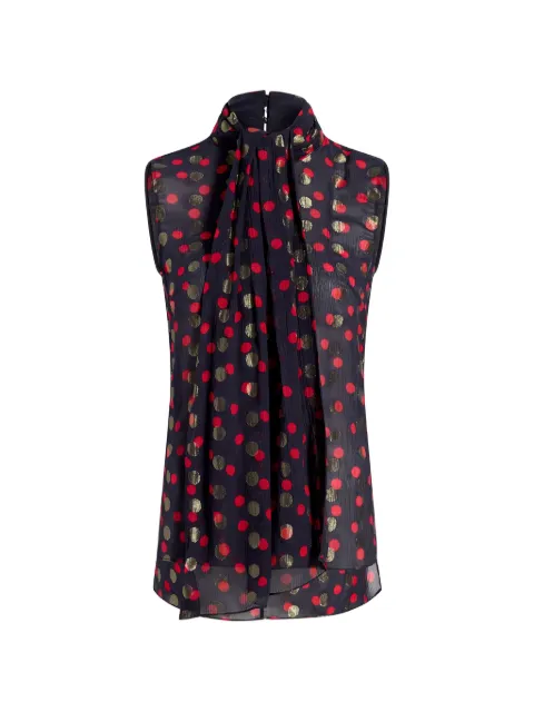 Adam Lippes Swayze polka-dot scarf-neck top Blue P26117LX