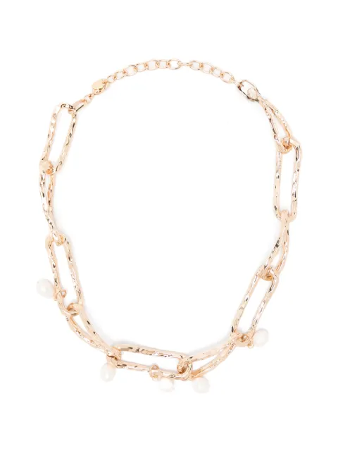 TWINSET pearl-embellished hammered necklace Gold 262TA4020