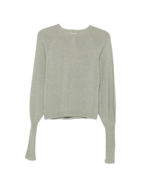 TWINSET lurex-knit raglan-sleeve jumper Green 261TP3512