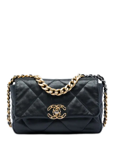 CHANEL Pre-Owned 2019 Medium Lambskin 19 Flap satchel Black DUYE33PYL95F09X2