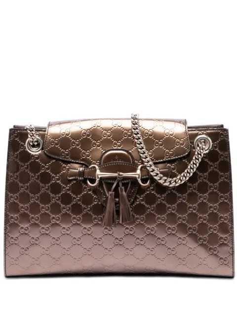 Gucci Pre-Owned 2016-2026 Large Guccissima Emily shoulder bag Brown DY4GFUZ24PZ30B3A