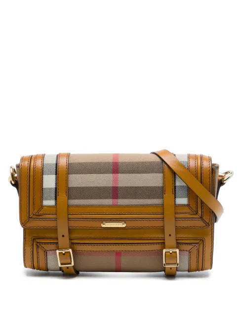 Burberry Pre-Owned 2000-2017 House Check Canvas and Leather Trimmed Bridle crossbody bag Brown CF02EQYQQKTLRJFT