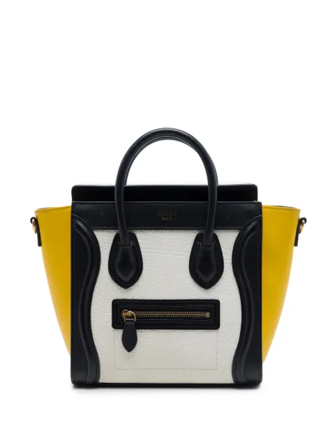 Celine Pre-Owned 2000-2026 Nano Tricolor Nubuck and Drummed Calfskin Luggage Tote satchel White 3PULH0ELAQ50PDKJ