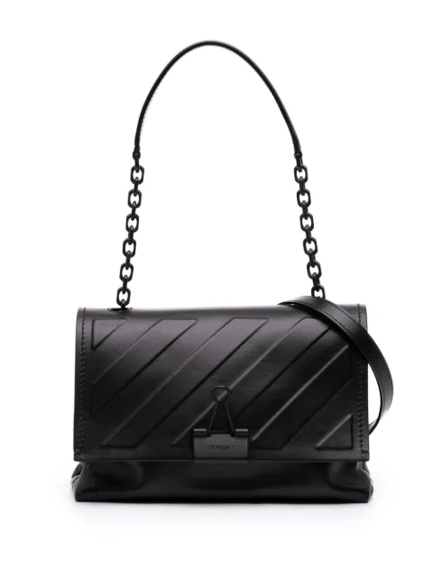 Off-White Pre-Owned 2010-2026 Embossed Leather Diag Binder Clip Flap satchel Black 1SBLKGH5XV7K0BY4