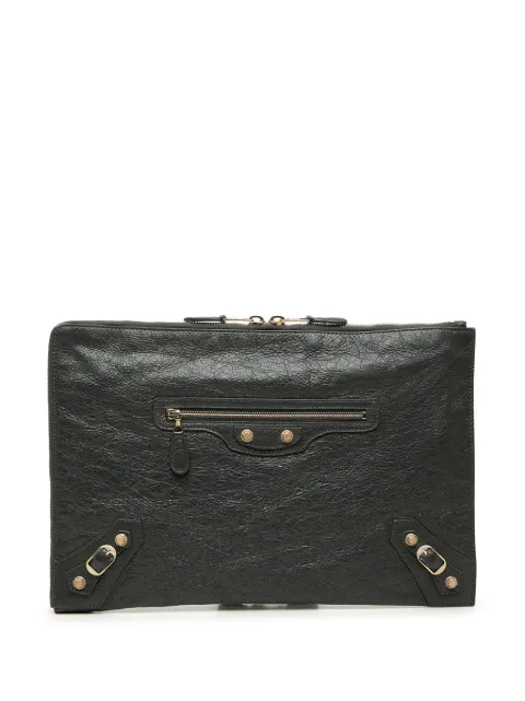 Balenciaga Pre-Owned 2018 Lambskin Motocross Giant 12 Zip Around Flat clutch bag Black MLTMLJ8EVI7882UP