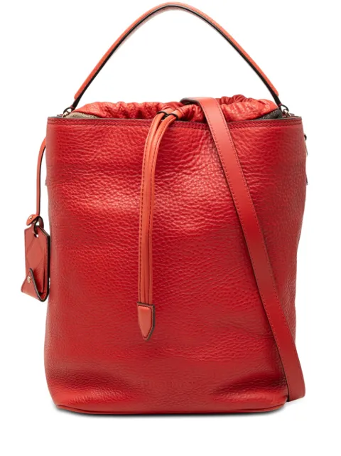 Burberry Pre-Owned 2000-2017 House Check Canvas and Calfskin Ashby Bucket Bag satchel Red K5OVSTOEV8THISVU
