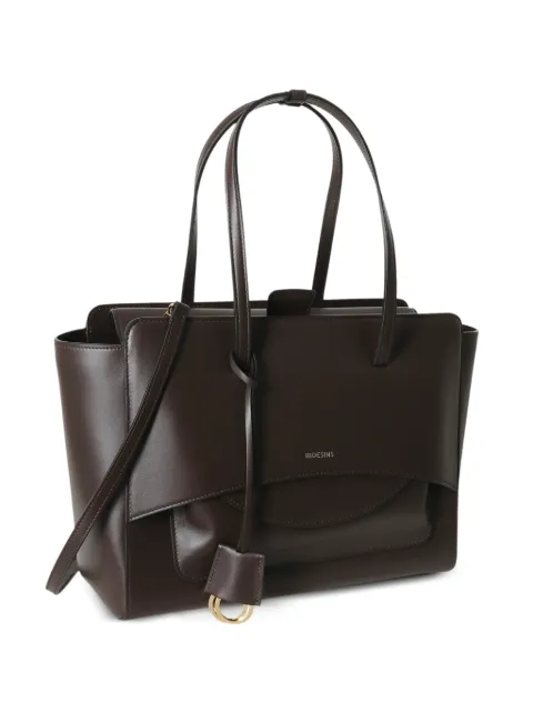 HIDESINS logo-print leather tote bag Brown FL11TR099
