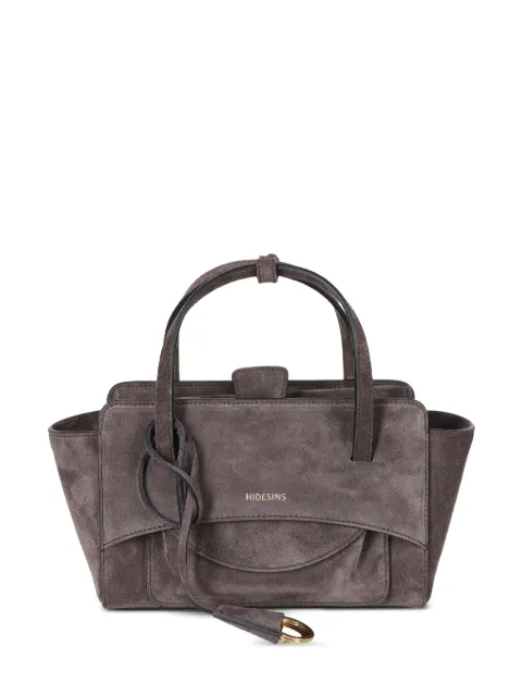 HIDESINS small Flap suede logo-print tote bag Grey FL13SD