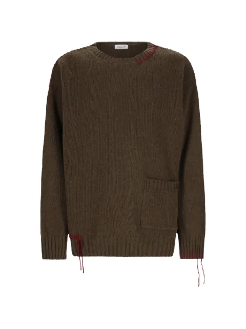 AMISH contrast-stitch patch-pocket sweater Green AMX233CV34XXXXC0752