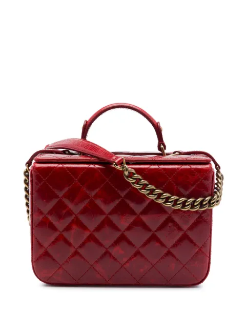 CHANEL Pre-Owned 2011 CC Quilted Glazed Calfskin Rita Vanity Case satchel Red U51TNQ9T5GSS8KSQ