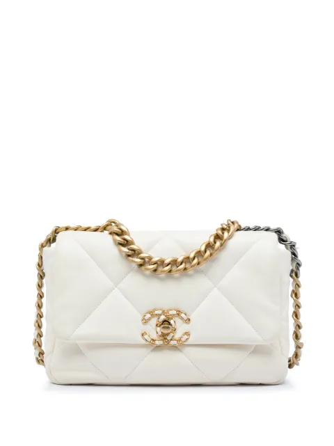CHANEL Pre-Owned 2021-2026 Medium Lambskin 19 Flap satchel White TFO3X472VP94BATB