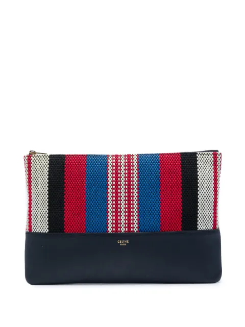 Celine Pre-Owned 2015 Canvas Striped Solo Pouch clutch bag Black TRET3AN4HUT8EVX2