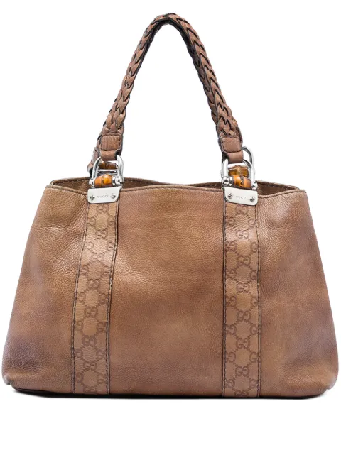 Gucci Pre-Owned 2016-2026 Medium Guccissima Trimmed Calfskin Bamboo Libeccio tote bag Brown TOO0XTEOX2JN8ID9