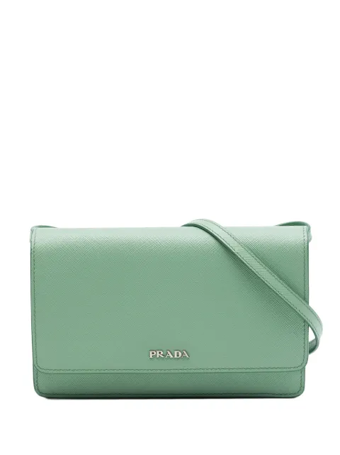 Prada Pre-Owned 2010-2026 Saffiano Wallet on Strap crossbody bag Green S28YU2R6VAR1LHQC