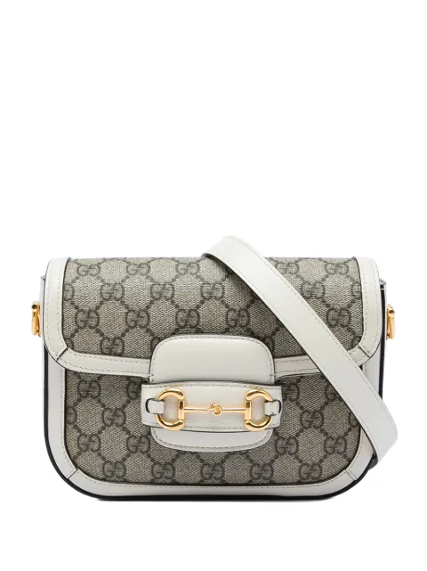 Gucci Pre-Owned 2016-2026 Small GG Supreme Web Horsebit 1955 crossbody bag White NGVFFJYFI12EZFRF