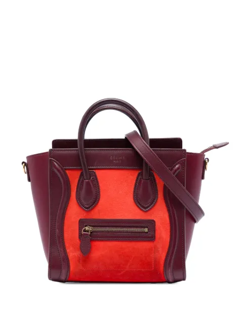 Celine Pre-Owned 2014 Nano Tricolor Nubuck and Calfskin Luggage Tote satchel Orange MCT2W8E2Y3CXPCWJ