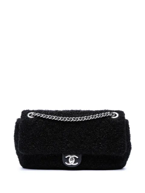CHANEL Pre-Owned 2017-2018 Medium Quilted Metallic Knit Pluto Glitter Flap shoulder bag Black LEWR2ZXTBAITH3PE