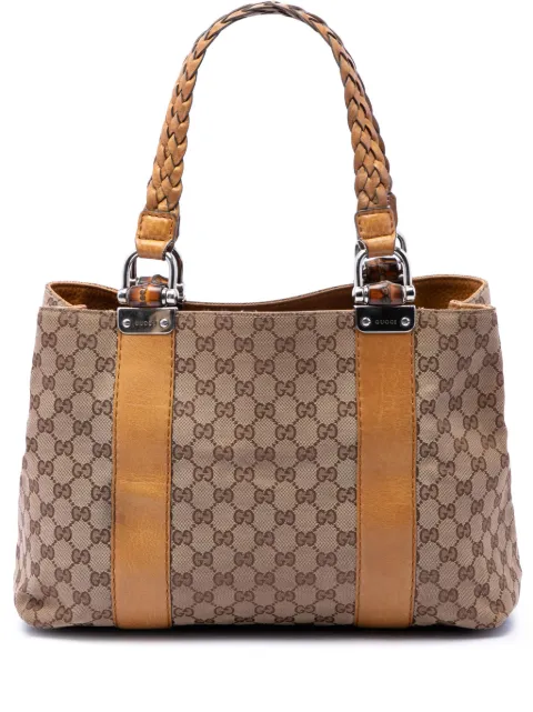 Gucci Pre-Owned 2016-2026 Medium GG Canvas Bamboo Libeccio tote bag Neutrals H6HSIAG3ZUD86GX5