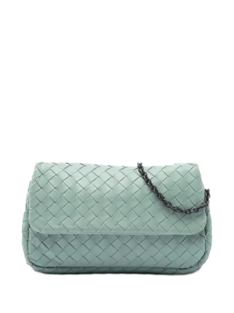 Bottega Veneta Pre-Owned 2012-2026 Mini Nappa Intrecciato Expandable Chain Flap crossbody bag Green 1ED9YSS2ZOKTFUVY