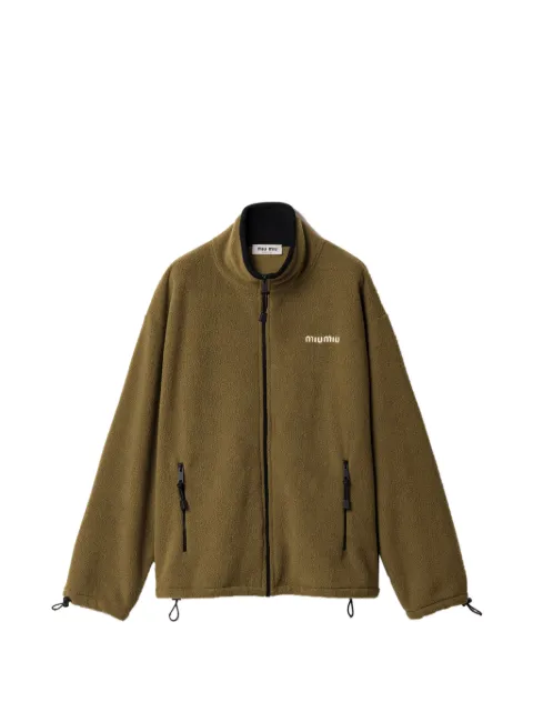 Miu Miu fleece zipper jacket Green MJL042SOOO18E3