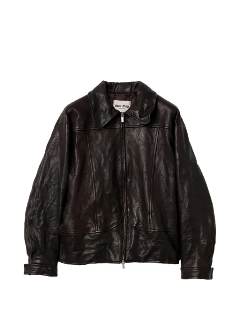 Miu Miu leather blouson jacket Brown MPW071SOOO19E6