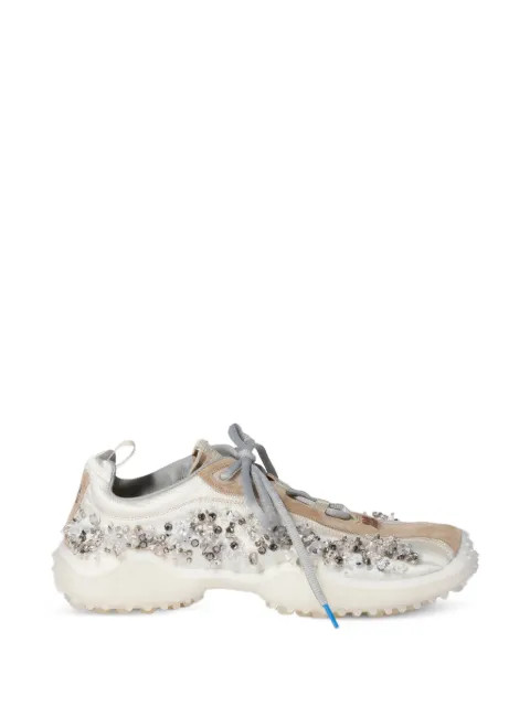 Miu Miu Bubble embroidered technical fabric and suede sneakers White 5E808EFA0453ZR4