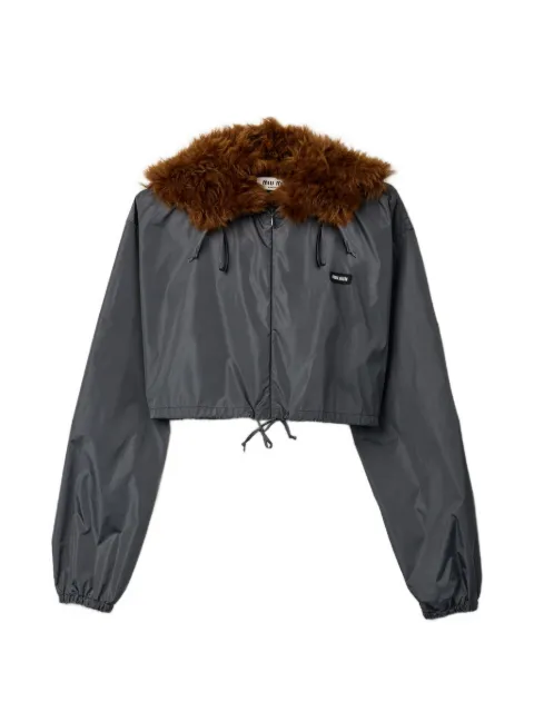 Miu Miu technical fabric and shearling windbreaker Grey ML1597SOOO6464