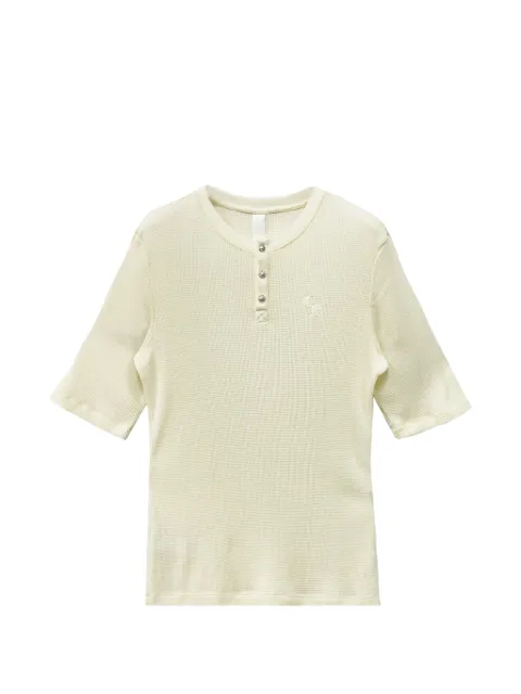 Chrome Hearts CH Letter waffle thermal short sleeve Henley T-shirt Neutrals CHRM1567