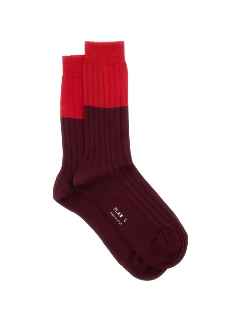 Plan C ribbed-knit socks Red CZCCD02CG0FC006Z3123