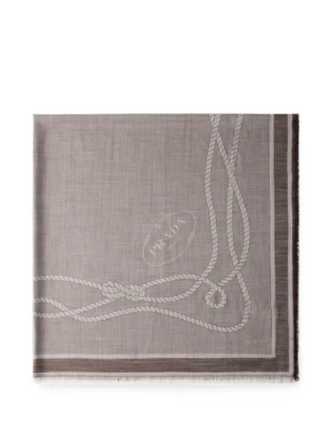 Prada silk, cashmere and wool jacquard shawl Brown 1FS1782ZQR